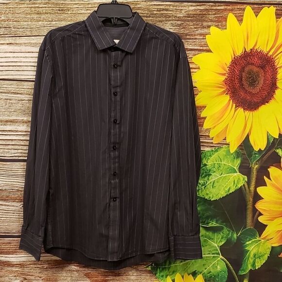 Pronto Uomo Mens long sleeve dark gray dress shirt - Picture 1 of 7